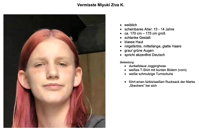 Bild: Fahndungsdokument Miyuki Ziva Kaiser
