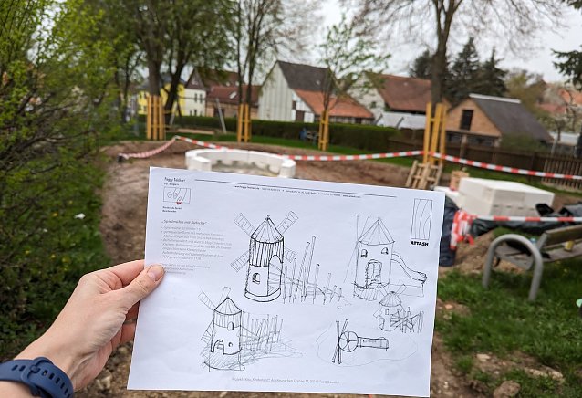 Bild: In wenigen Wochen entsteht ein neuer Abenteuerspielplatz zum Thema Windm&uuml;hle im Ortsteil Immenrode der Stadt Sondershausen.