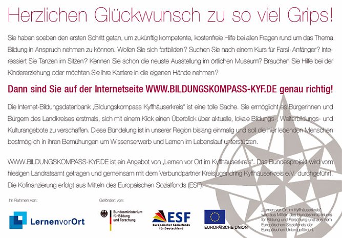 Bildungskompass verschafft Überblick (Foto: Landratsamt Kyffhäuserkreis) Bildungskompass verschafft Überblick (Foto: Landratsamt Kyffhäuserkreis)