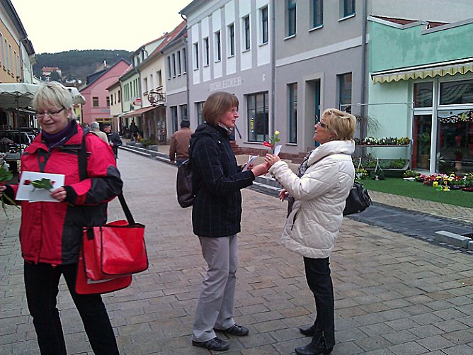 Nicht nur Rosen verteilt (Foto: Die Linke Bad Frankenhausen) Nicht nur Rosen verteilt (Foto: Die Linke Bad Frankenhausen)