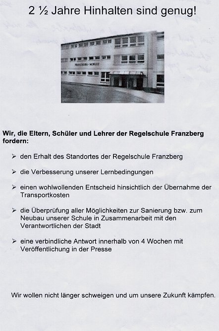 Schulbedingungen angeprangert (Foto: Karl-Heinz Herrmann)