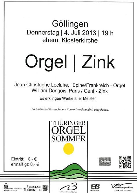 Orgel und Zink in Göllingen (Foto: Kloster Göllingen) Orgel und Zink in Göllingen (Foto: Kloster Göllingen)
