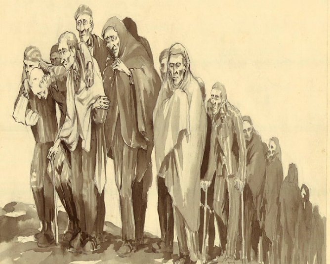 Todesmarsch (Foto: Dora - KZ des "Totalen Krieges")