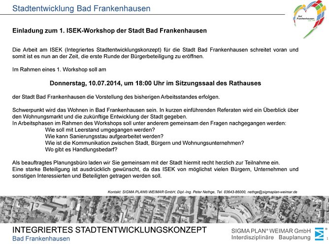 1. ISEK-Workshop kommt (Foto: Stadt Bad Frankenhausen) 1. ISEK-Workshop kommt (Foto: Stadt Bad Frankenhausen)