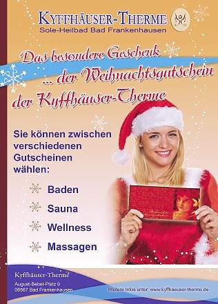 Besinnliche Adventszeit in der Kyffhäuser-Therme ... (Foto: Stadtmarketing Bad Frankenhausen) Besinnliche Adventszeit in der Kyffhäuser-Therme ... (Foto: Stadtmarketing Bad Frankenhausen)