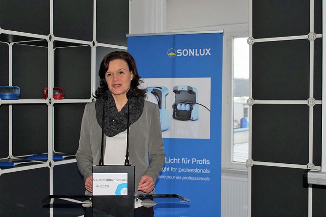 Wirtschaftsminister zum Unternehmerfr&uuml;hst&uuml;ck bei Sonlux (Foto: Karl-Heinz Herrmann)