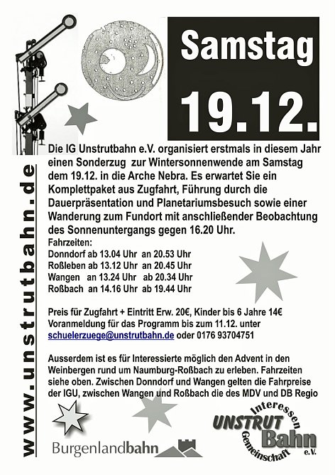 Mit der Bahn zur Wintersonenwende (Foto: IG Unxtrutbahn)