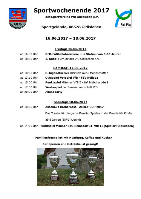 Sportwochenende 2017 in Oldisleben (Foto: VfB Oldisleben)