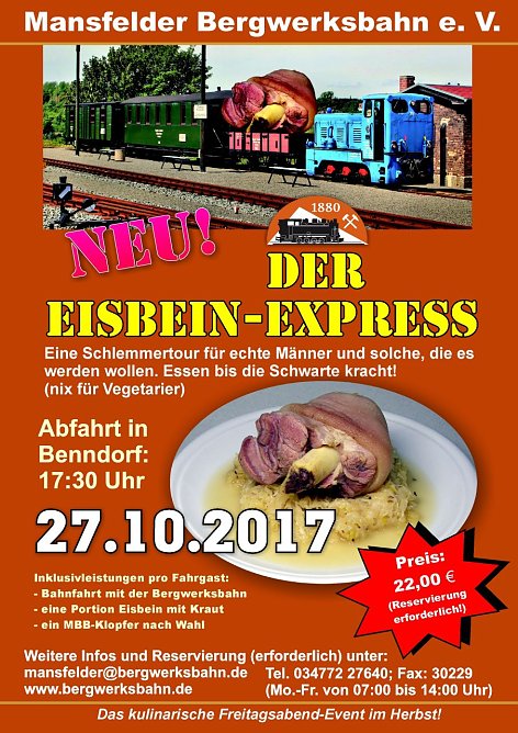 Plakat Sonderzug (Foto: Mansfelder Bergwerksbahn)