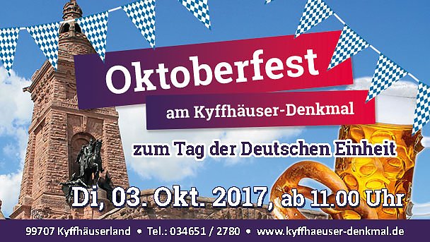 Auf zum Oktoberfest am Kyffhäuser-Denkmal (Foto: Stadtmarketing Bad Frankenhausen) Auf zum Oktoberfest am Kyffhäuser-Denkmal (Foto: Stadtmarketing Bad Frankenhausen)