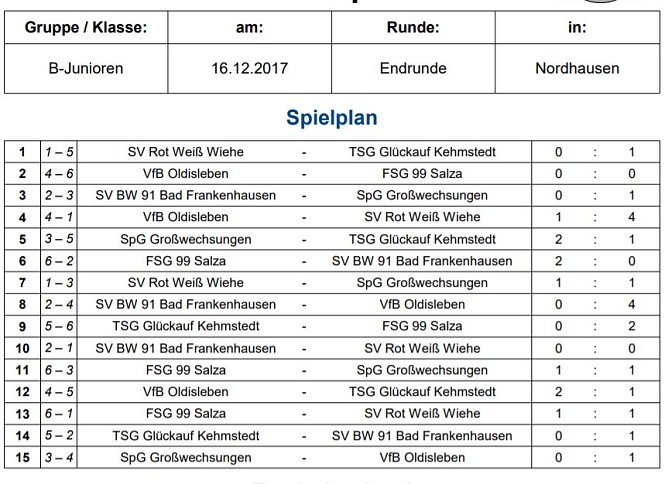 VfB Oldisleben Hallenkreismeister der B-Junioren (Foto: NTKFA)