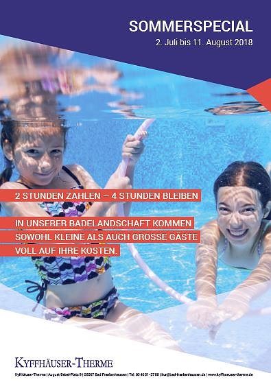 Sommerspecial in der Kyffhäuser-Therme (Foto: Stadtmarketing Bad Frankenhausen) Sommerspecial in der Kyffhäuser-Therme (Foto: Stadtmarketing Bad Frankenhausen)
