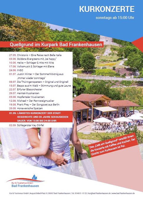 Kurkonzerte-Sommer im Quellgrund (Foto: Stadtmarketing Bad Frankenhausen) Kurkonzerte-Sommer im Quellgrund (Foto: Stadtmarketing Bad Frankenhausen)