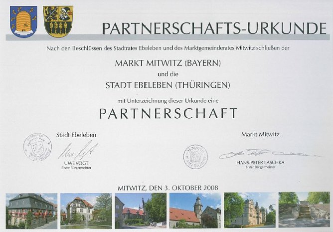 10 Jahre Partnerschaft Ebeleben- Mitwitz (Foto: Stadt Ebeleben)