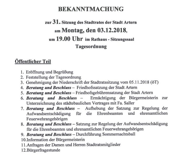 Elisabethempfang 2018 und Stadtratssitzung Artern (Foto: Stadt Artern) Elisabethempfang 2018 und Stadtratssitzung Artern (Foto: Stadt Artern)