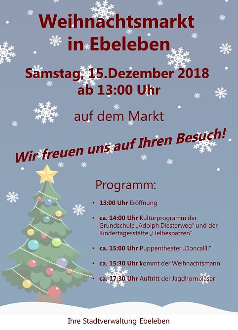 Ebelebener Weihnachtsmarkt kommt (Foto: Stadt Ebeleben) Ebelebener Weihnachtsmarkt kommt (Foto: Stadt Ebeleben)