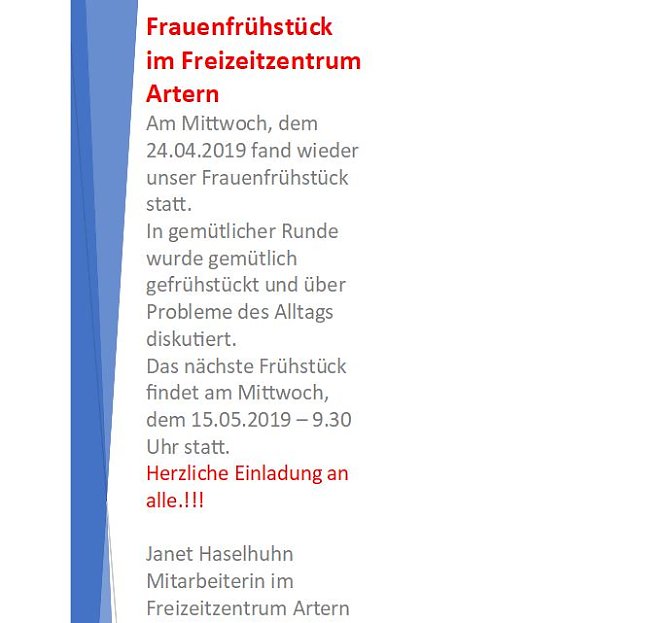 Frauenfr&uuml;hst&uuml;ck in Artern (Foto: Freizeitzentrum Artern)