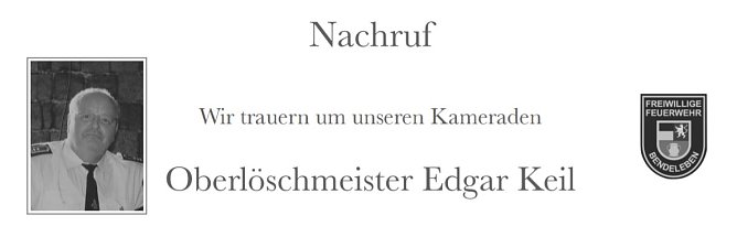 Nachruf f&uuml;r Kameraden (Foto: FFW Bendeleben)