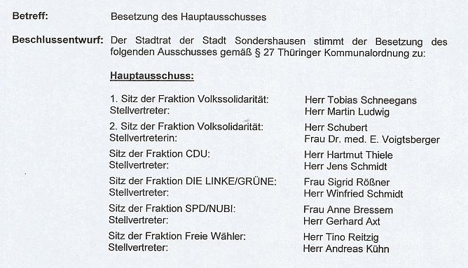 Ausschüsse besetzt (Foto: Stadt Sondershausen) Ausschüsse besetzt (Foto: Stadt Sondershausen)