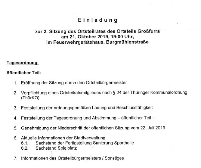 Ortsteilratssitzungen in Sondershausen (Foto: Stadt Sondershausen) Ortsteilratssitzungen in Sondershausen (Foto: Stadt Sondershausen)