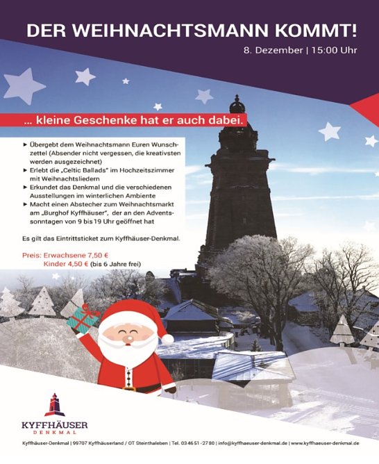 Der Weihnachtsmann beim Rotbart (Foto: Stadtmarketing Bad Frankenhausen) Der Weihnachtsmann beim Rotbart (Foto: Stadtmarketing Bad Frankenhausen)