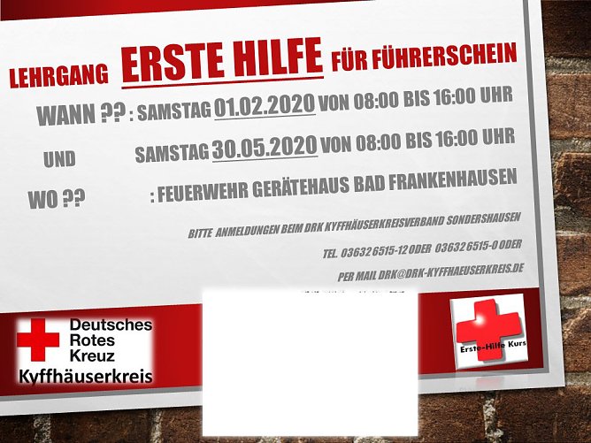 Zum Lehrgang anmelden (Foto: DRK Kyffh&auml;userkreis)