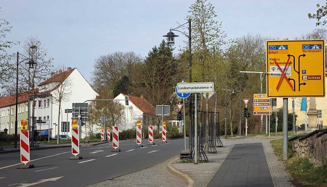 Weitere Stra&szlig;ensperre in Sondershausen (Foto: Karl-Heinz Herrmann)