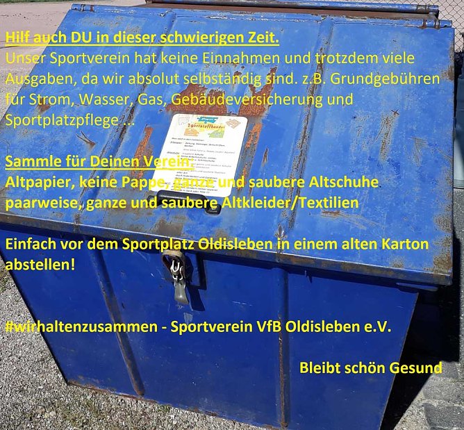 Harte Zeiten durch Corona auch für Sportverein Oldisleben (Foto: VfB Oldisleben) Harte Zeiten durch Corona auch für Sportverein Oldisleben (Foto: VfB Oldisleben)