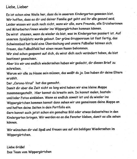 An alle Wipperg&auml;rtchenkinder (Foto: Wipperg&auml;rtchen)