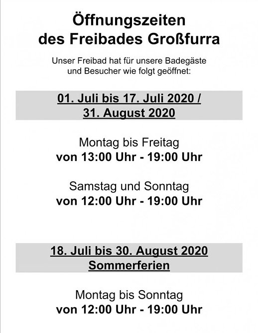 Schwimmbad Großfurra eröffnet (Foto: Badesportverein) Schwimmbad Großfurra eröffnet (Foto: Badesportverein)