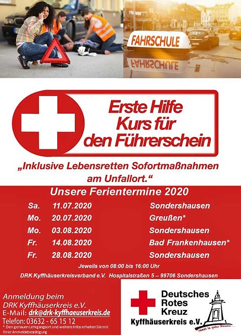 Erste Hilfe Kurse in den Ferien (Foto: DRK Kyffh&auml;userkreis)