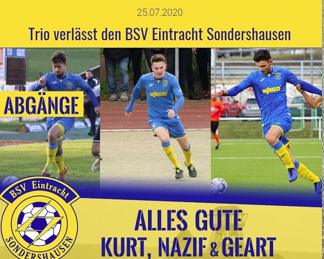 Trio verl&auml;sst den BSV (Foto: BSV Eintracht Sondershausen)