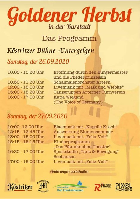 Veranstaltung Goldener Herbst in Bad Frankenhausen (Foto: Stadt Bad Frankenhausen) Veranstaltung Goldener Herbst in Bad Frankenhausen (Foto: Stadt Bad Frankenhausen)