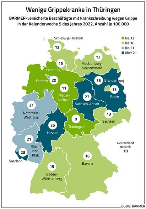 Statistik Grippeerkrankter in Deutschland (Foto: BARMER)