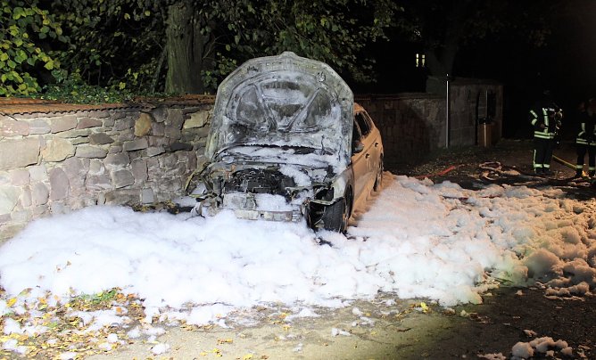 Abgebranntes Fahrzeug in Bendeleben (Foto: Polizei) Abgebranntes Fahrzeug in Bendeleben (Foto: Polizei)