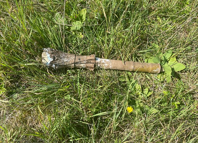 Gefundene Granate (Foto: Polizei) Gefundene Granate (Foto: Polizei)