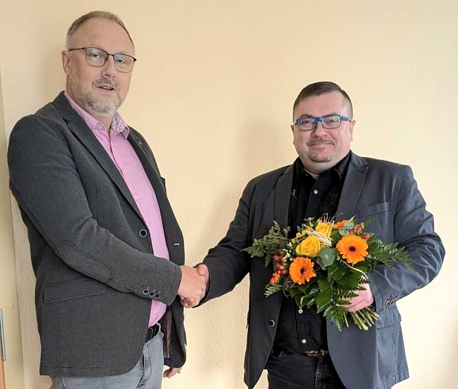 VG Greu&szlig;en: (von re.n. li.) Ren&eacute; K&auml;mmerer (amtierender VG Vorsitzender); Tobias Steinkopf (neu gew&auml;hlter VG Vorsitzender) (Foto: VG Preu&szlig;en)