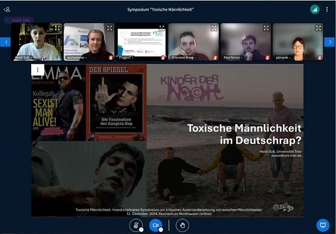 Teilnehmende der Online-Konferenz w&auml;hrend des interdisziplin&auml;ren Symposiums zur kritischen Auseinandersetzung mit toxischer M&auml;nnlichkeit an der Hochschule Nordhausen (Foto: Hochschule Nordhausen)