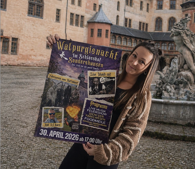 Auf dem Sondersh&auml;user Schlosshof wird am Donnerstag Walpurgis gefeiert (Foto: S. Dietzel)