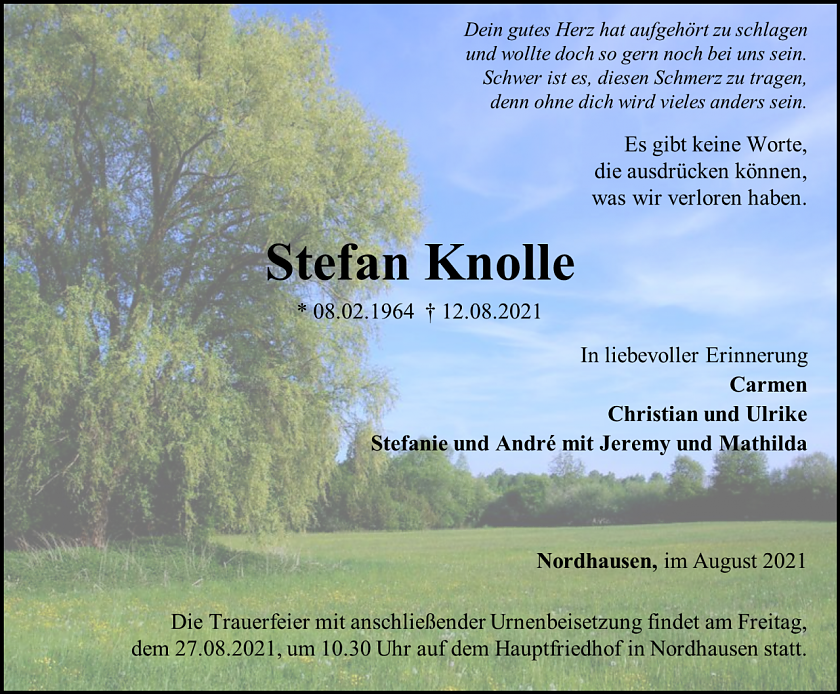 Traueranzeige (Foto: Schade)