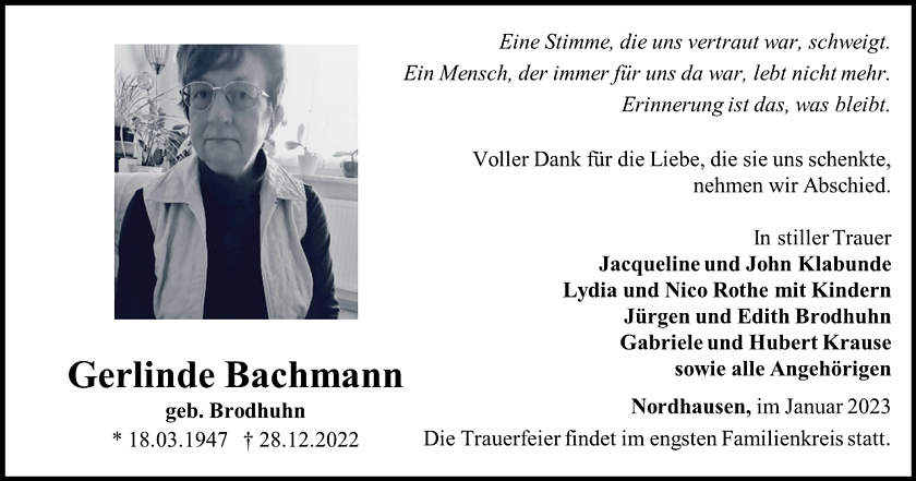 Traueranzeige (Foto: Schade)