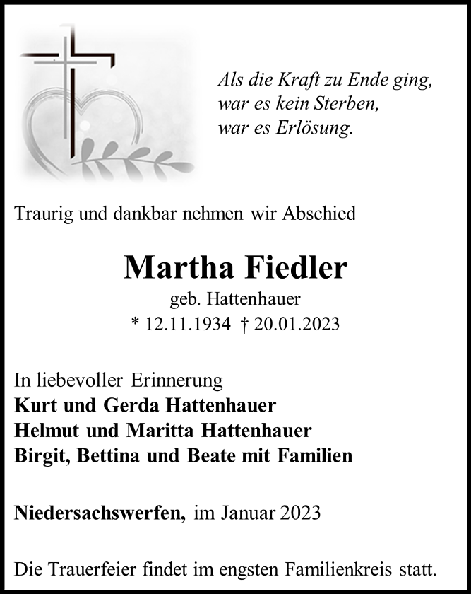 Traueranzeige (Foto: Schade)