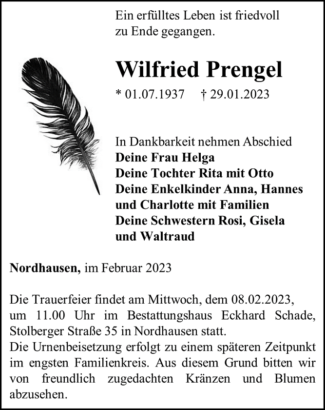 Traueranzeige (Foto: Schade)