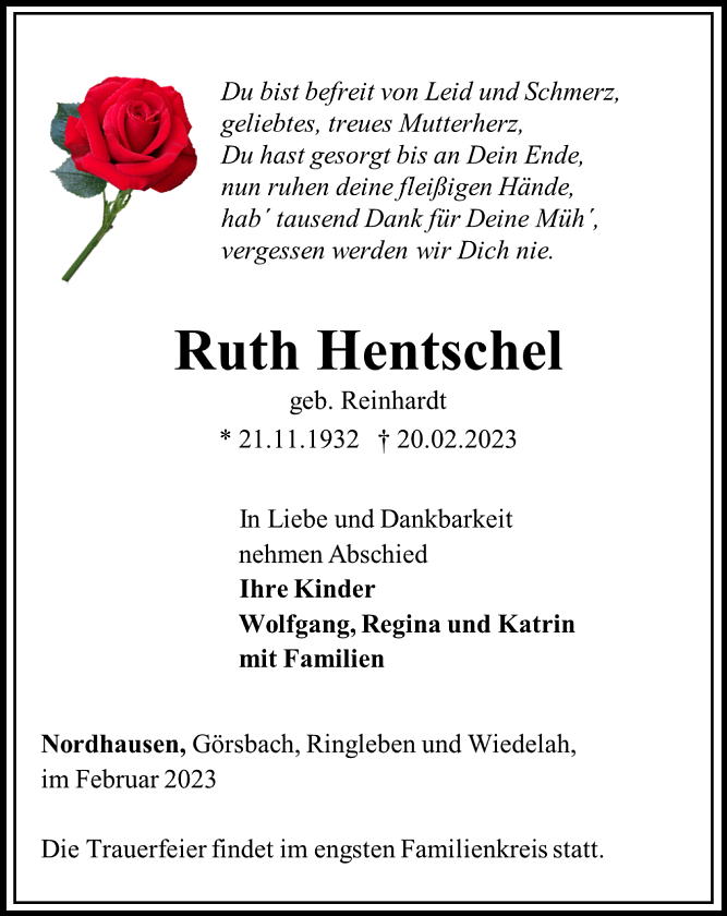 Traueranzeige (Foto: Schade)