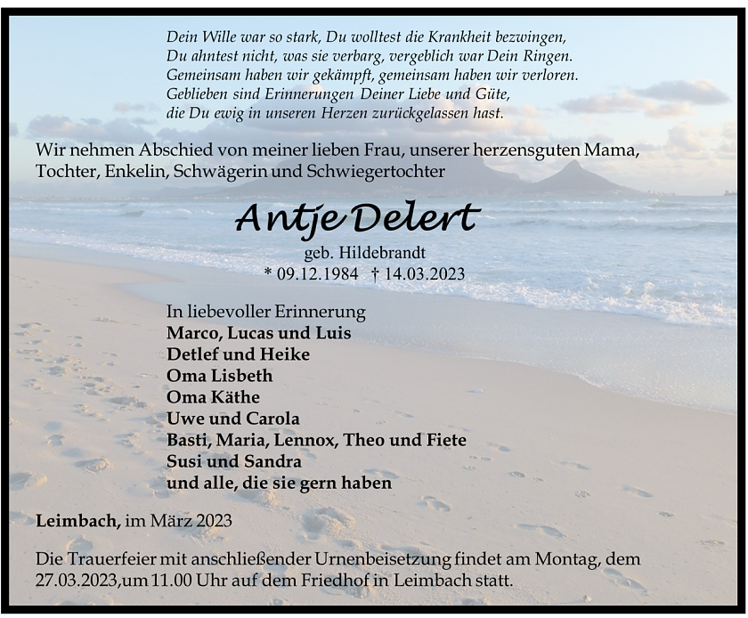 Traueranzeige (Foto: Schade)