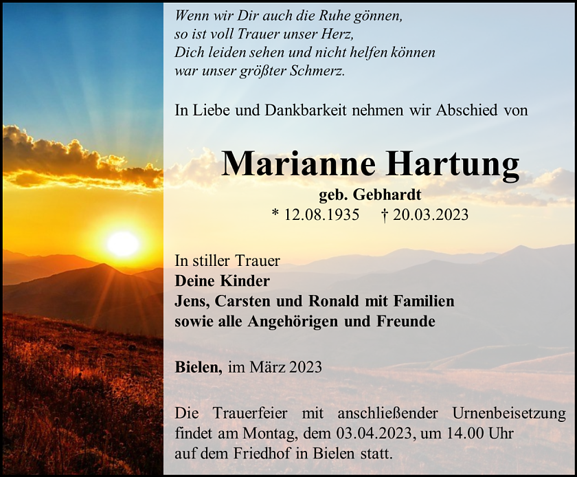 Traueranzeige (Foto: Schade)