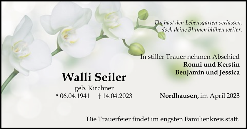 Traueranzeige (Foto: Schade)