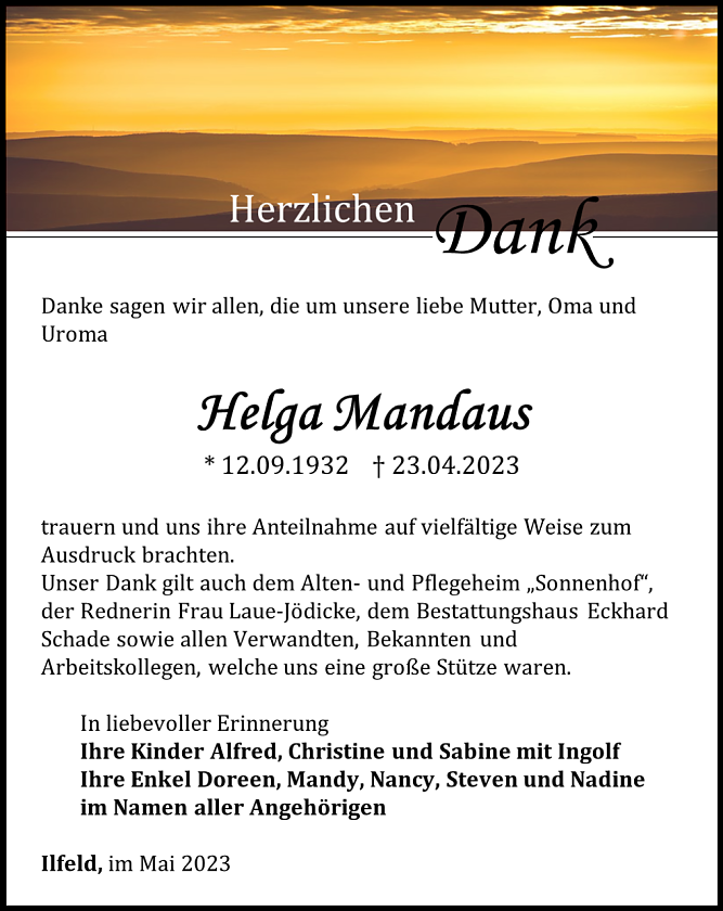 Danksagung (Foto: Schade)