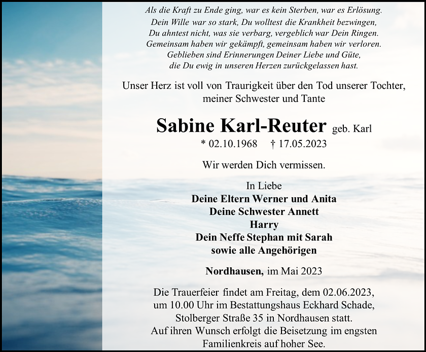 Traueranzeige (Foto: Schade)