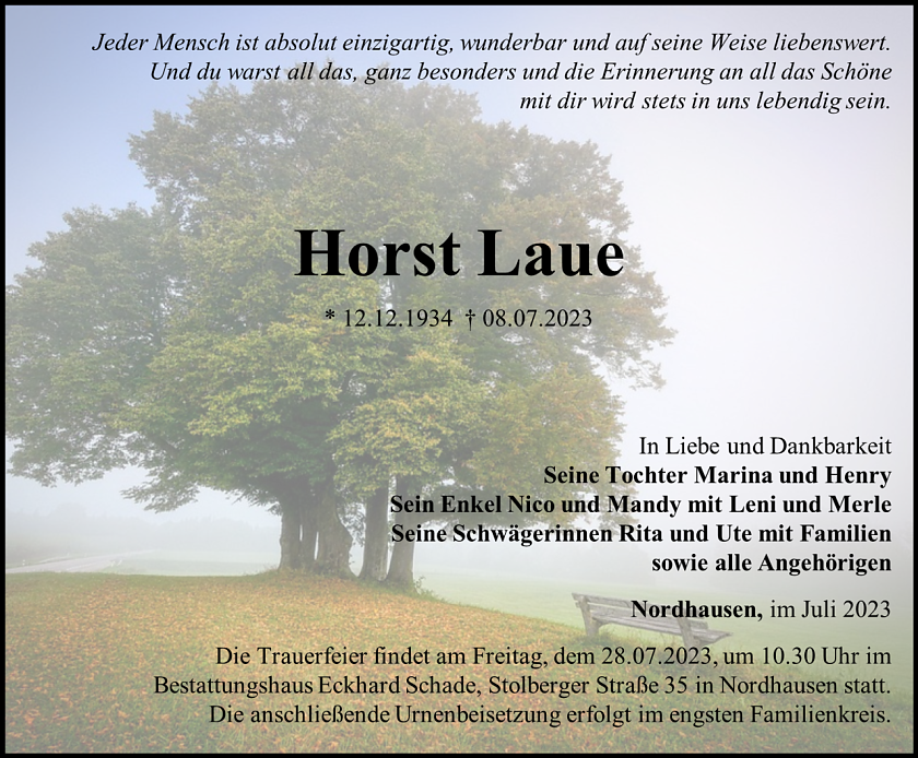 Traueranzeige (Foto: Schade)